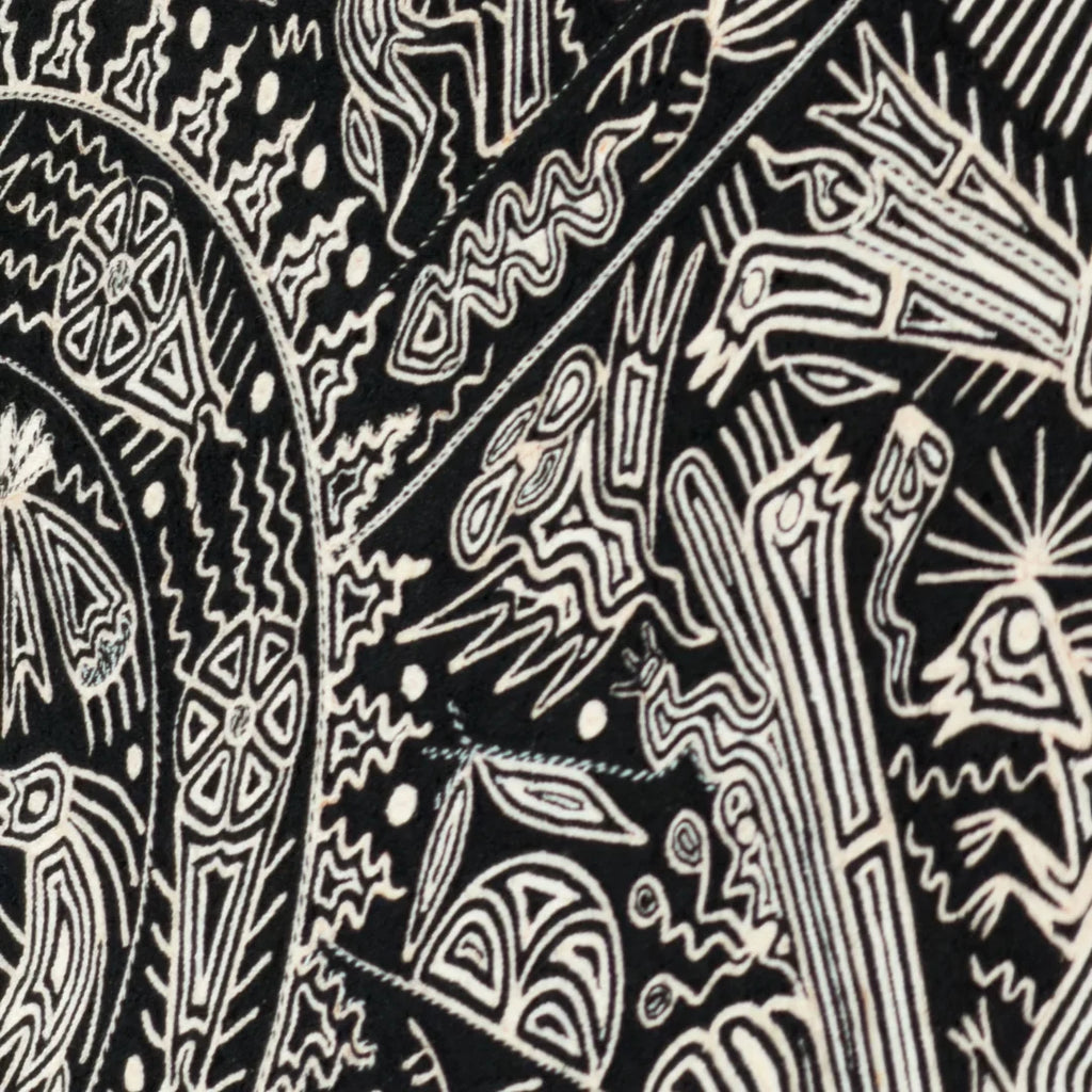 Cuadros Arte Wixárika de Chaquira: Venados y Rituales Ancestrales Blanco y Negro