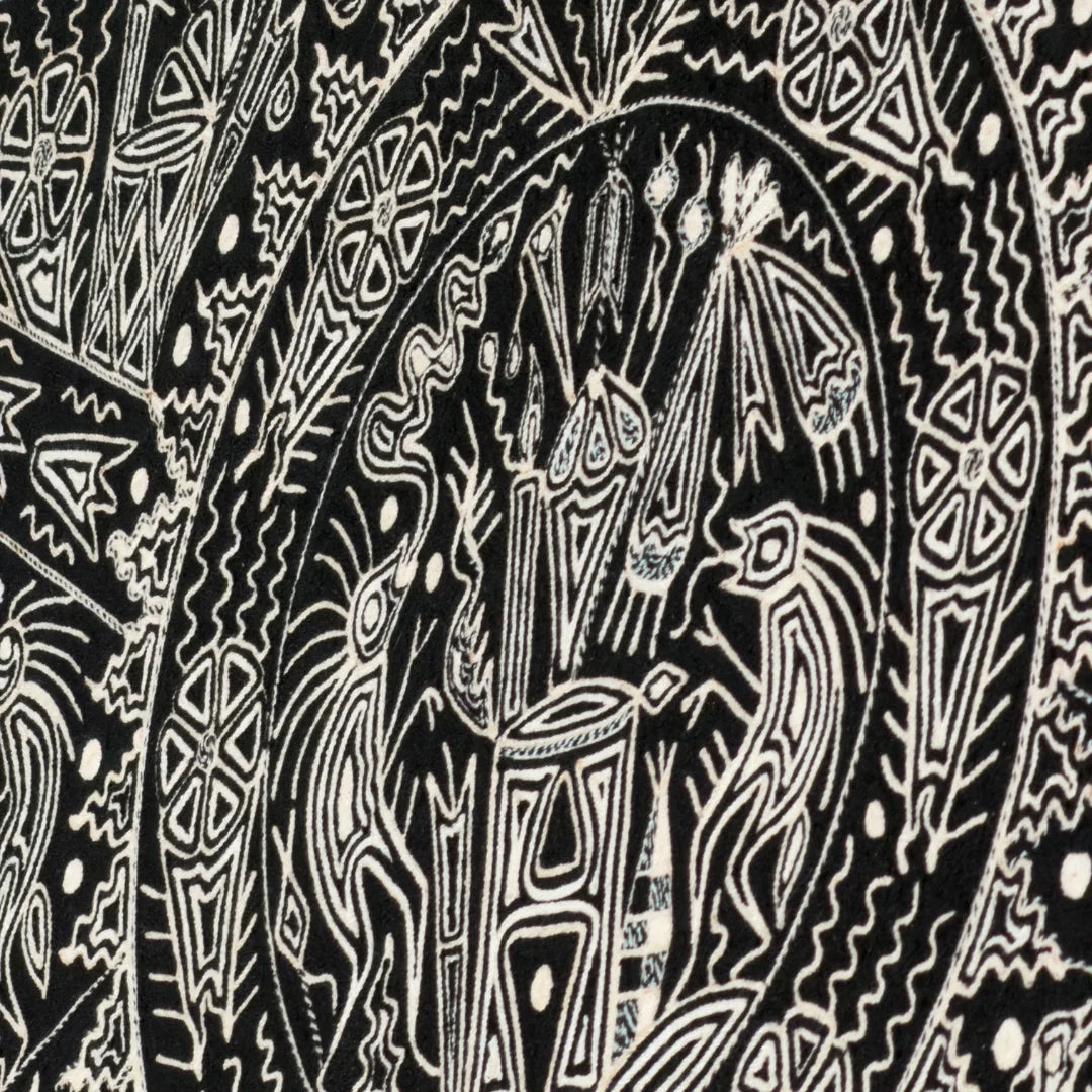 Cuadros Arte Wixárika de Chaquira: Venados y Rituales Ancestrales Blanco y Negro