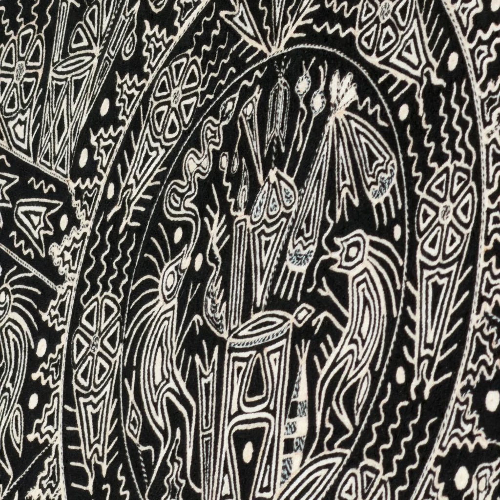 Cuadros Arte Wixárika de Chaquira: Venados y Rituales Ancestrales Blanco y Negro