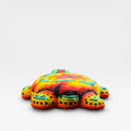 Figura de Chaquira Huichol: Tortuga Rojo, Amarillo y Turquesa Patrón Ondulado