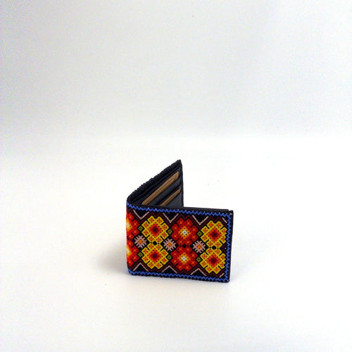 Billetera Huichol Chaquira Diseño Rombos - Arte Huichol Wixárika - Vista 2