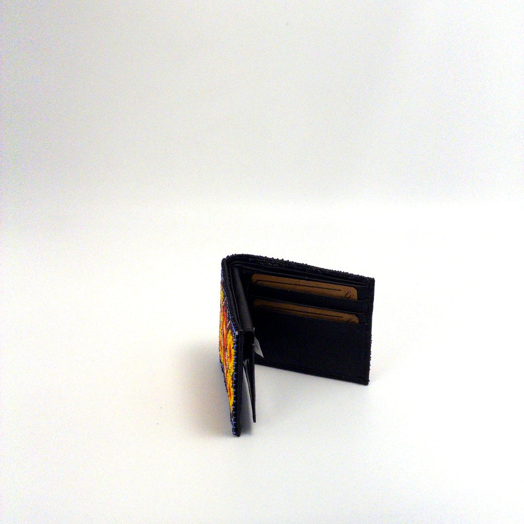 Billetera Huichol Chaquira Diseño Rombos - Arte Huichol Wixárika - Vista 3