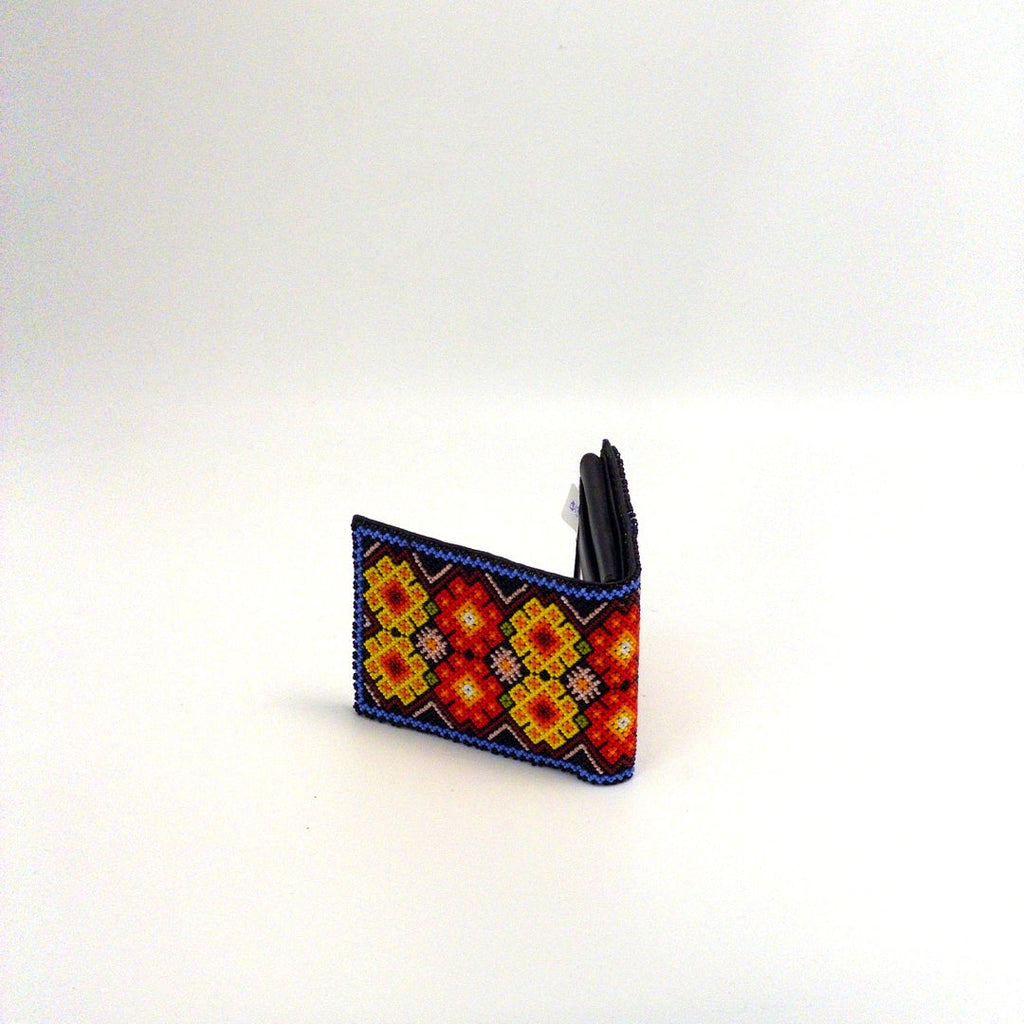 Billetera Huichol Chaquira Diseño Rombos - Arte Huichol Wixárika - Vista 6