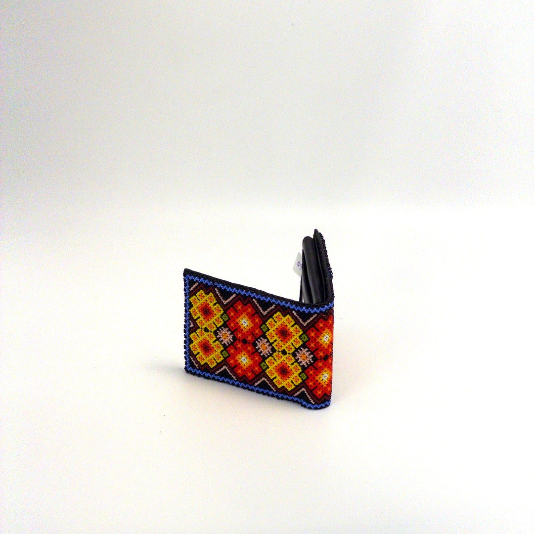Billetera Huichol Chaquira Diseño Rombos - Arte Huichol Wixárika - Vista 6