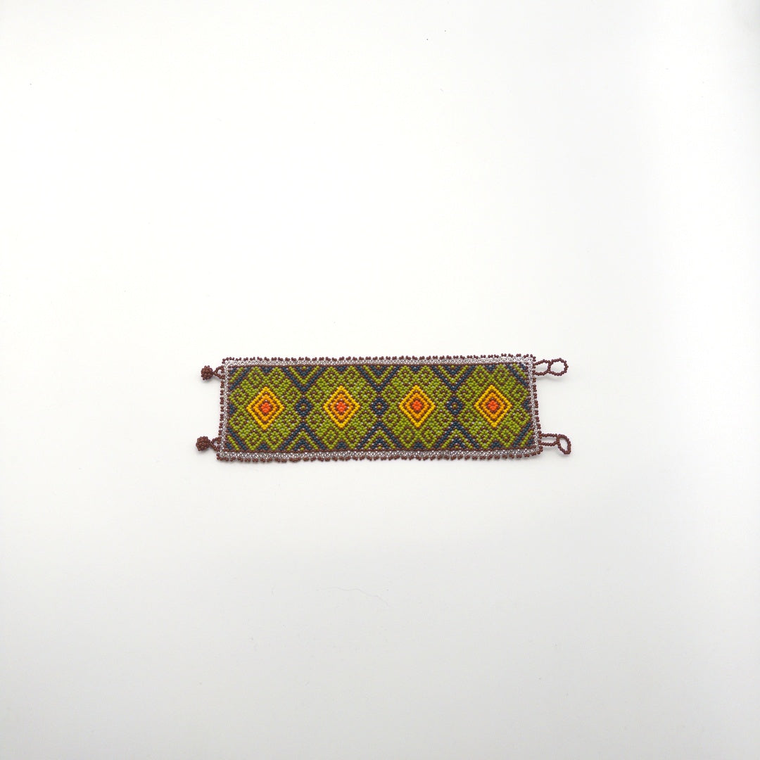 Brazalete Chaquira Diseño Geometrico - Arte Huichol Wixárika