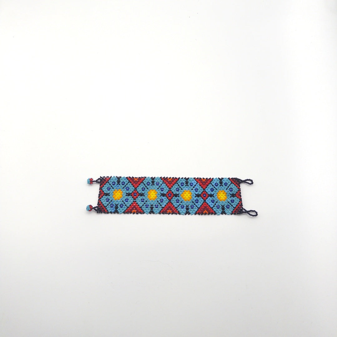 Brazalete Chaquira Flores Huichol - Arte Huichol Wixárika