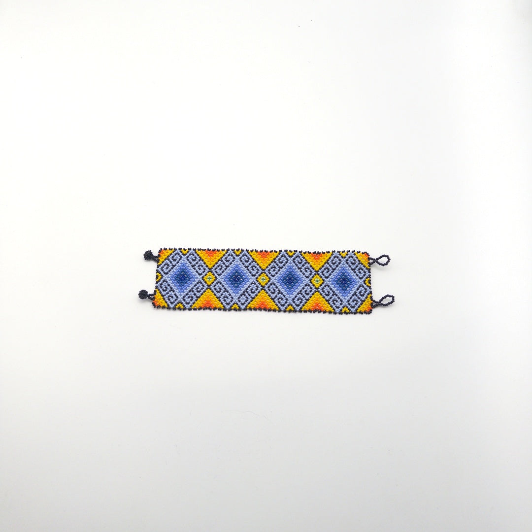 Brazalete Huichol Diamantes Y Sol - Arte Huichol Wixárika