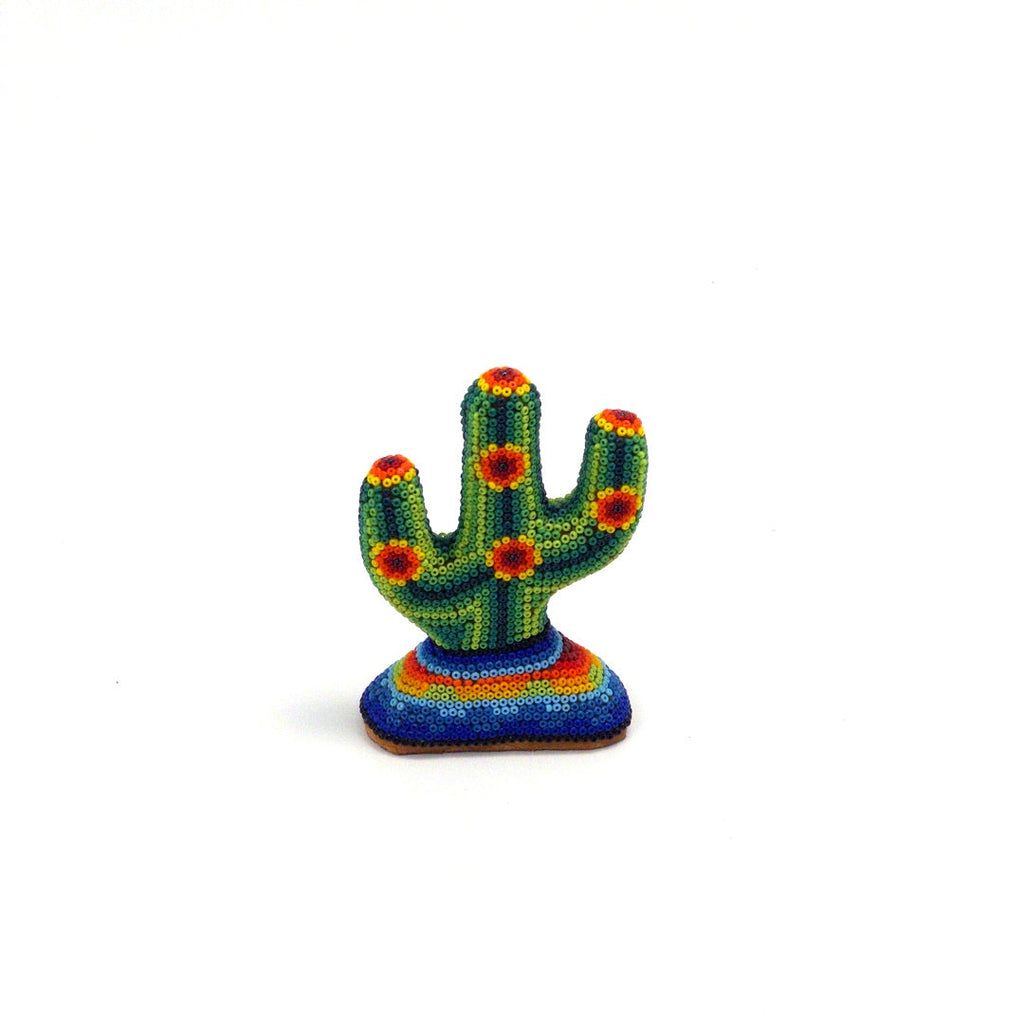 Cactus Huichol Con Chaquira - Arte Huichol Wixárika - Vista 3