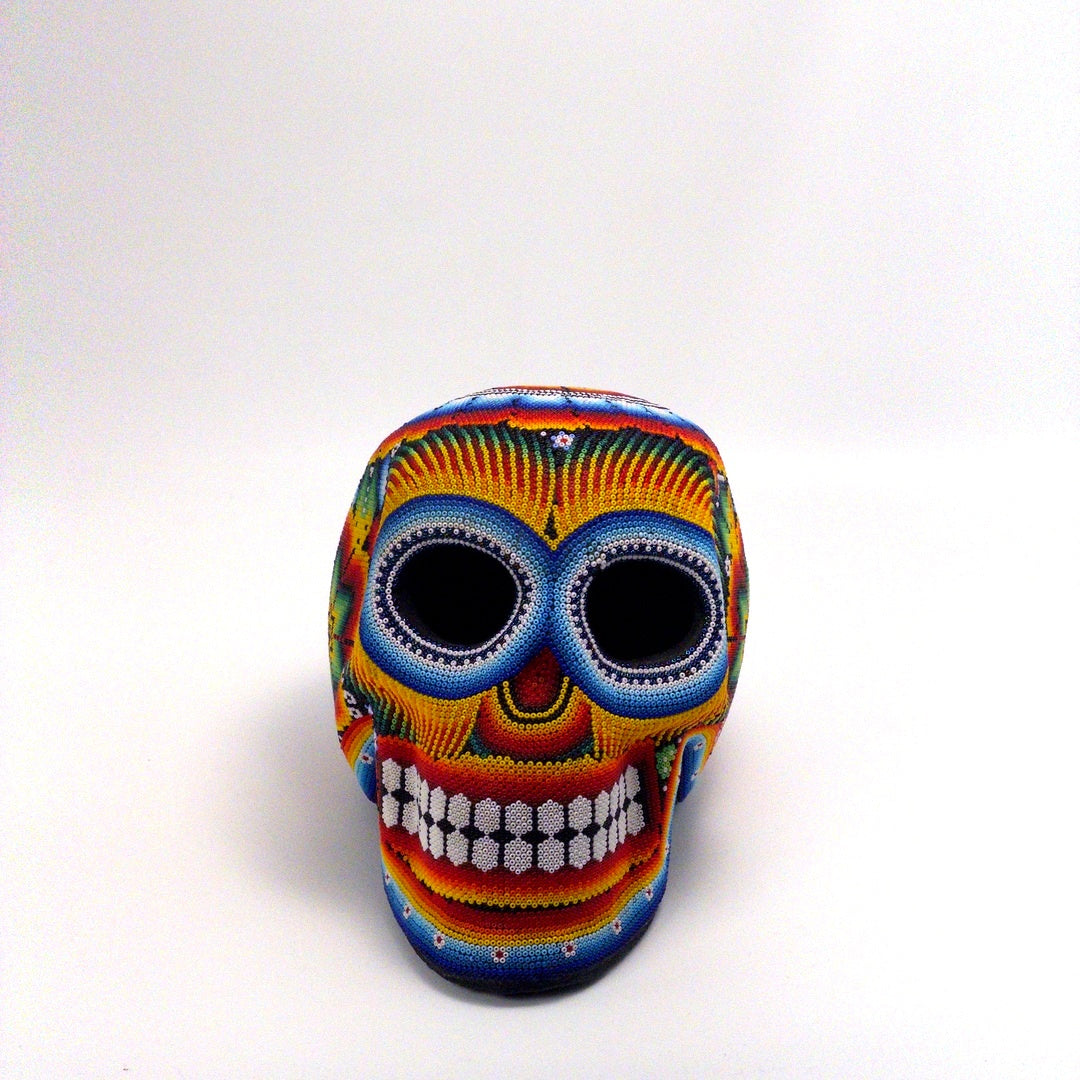 Calavera Huichol Chaquira Multicolor - Arte Huichol Wixárika