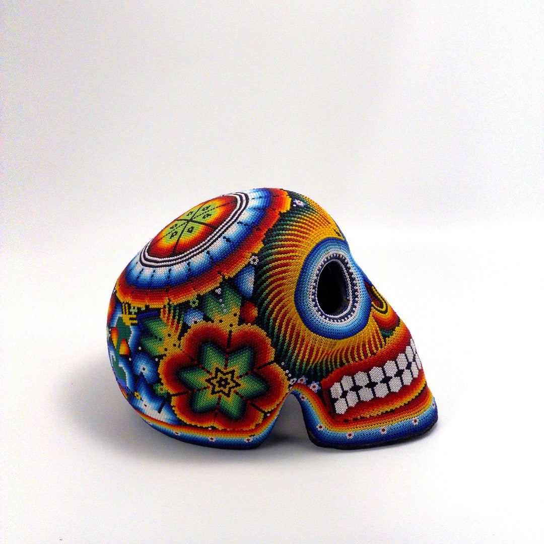 Calavera Huichol Chaquira Multicolor - Arte Huichol Wixárika - Vista 6