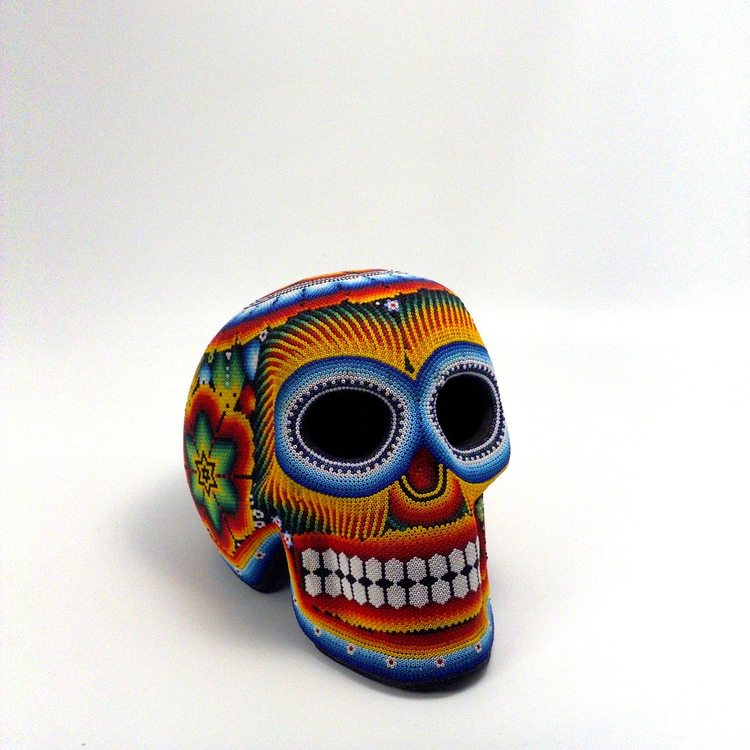 Calavera Huichol Chaquira Multicolor - Arte Huichol Wixárika - Vista 7