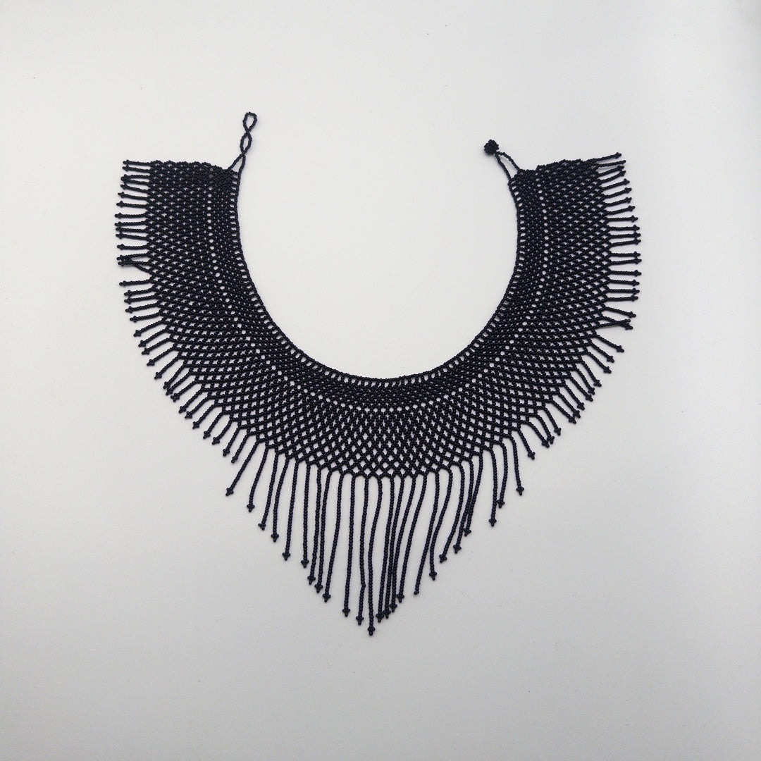 Collar De Chaquira Negro Tradicional - Arte Huichol Wixárika