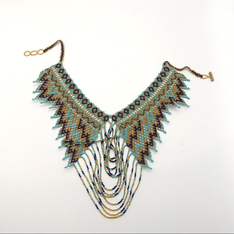 Collar Huichol Chaquira Estilo Tribal - Arte Huichol Wixárika