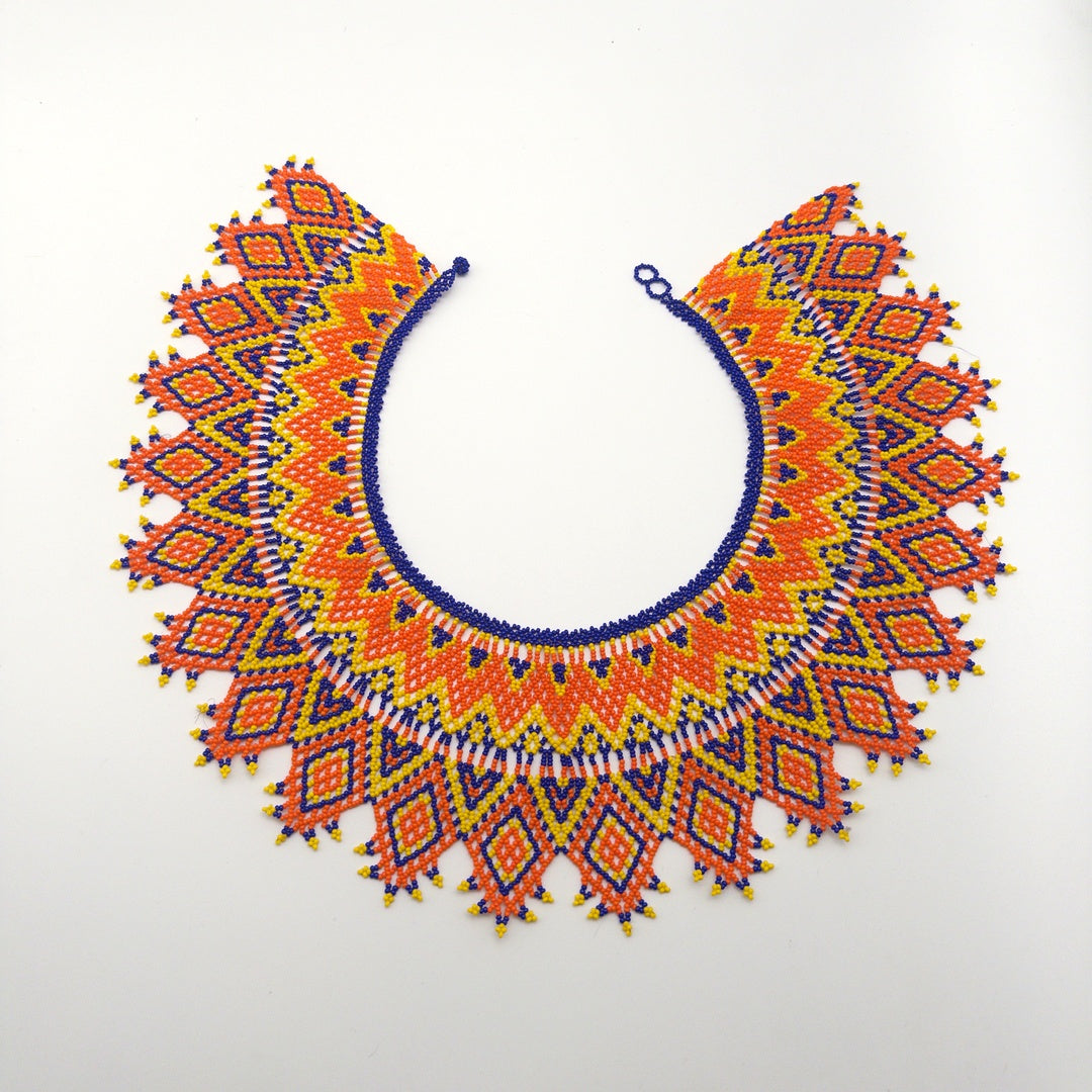 Collar Huichol Chaquira Sol - Arte Huichol Wixárika