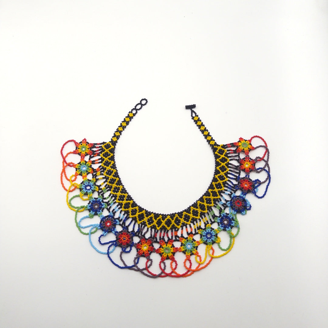 Collar Huichol De Chaquira Multicolor - Arte Huichol Wixárika