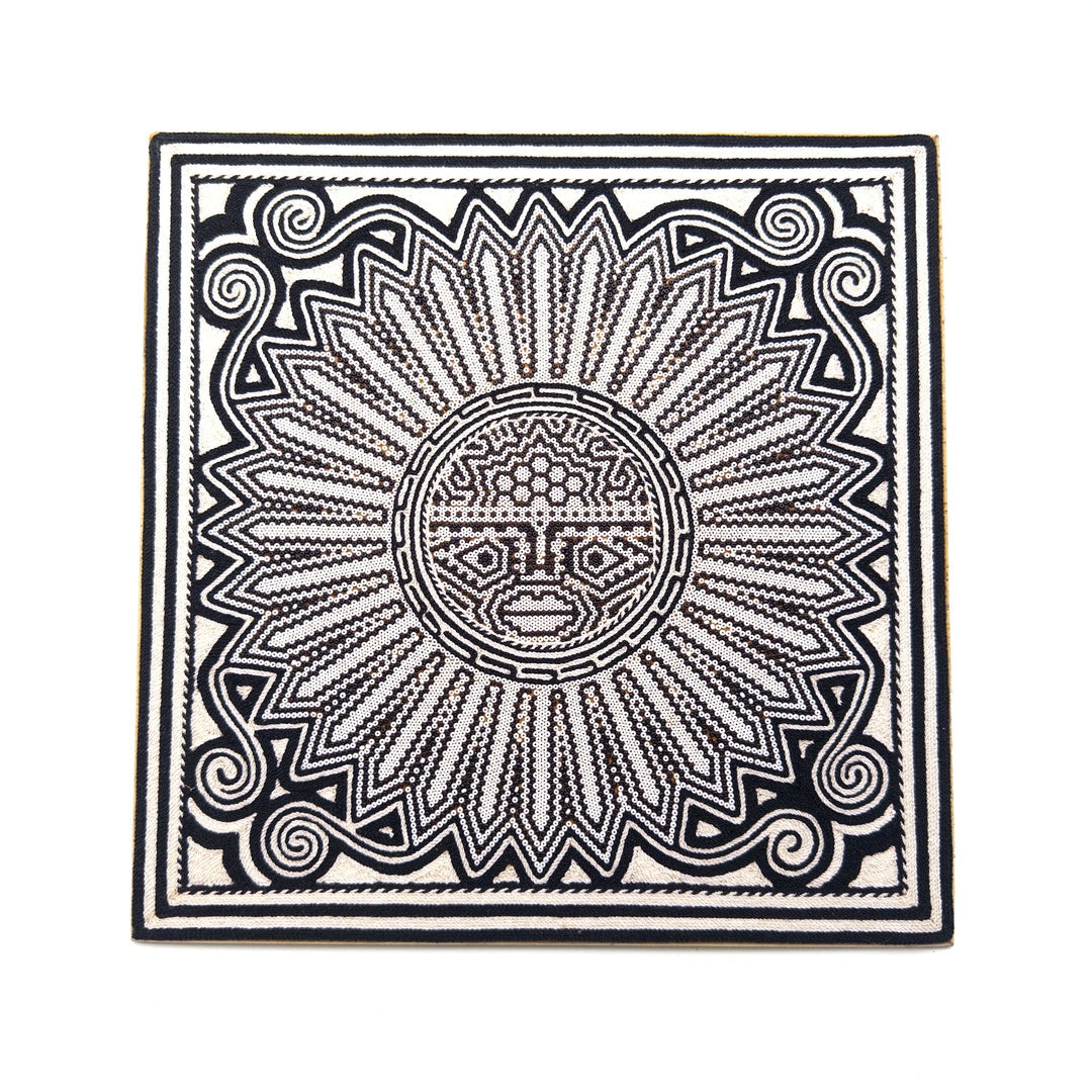 Cuadro Arte Huichol Sol Chaquira - Arte Huichol Wixárika