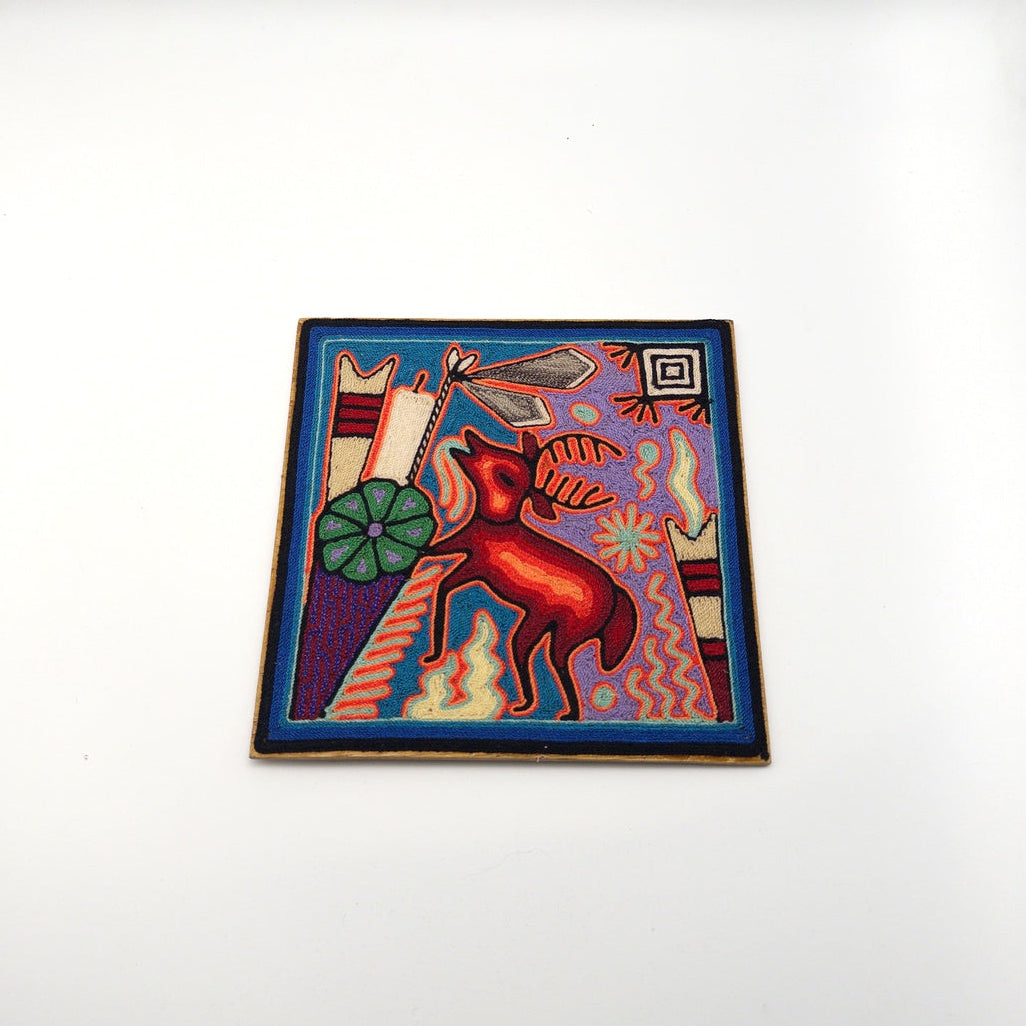 Cuadro Chaquira Venado Y Simbolos - Arte Huichol Wixárika
