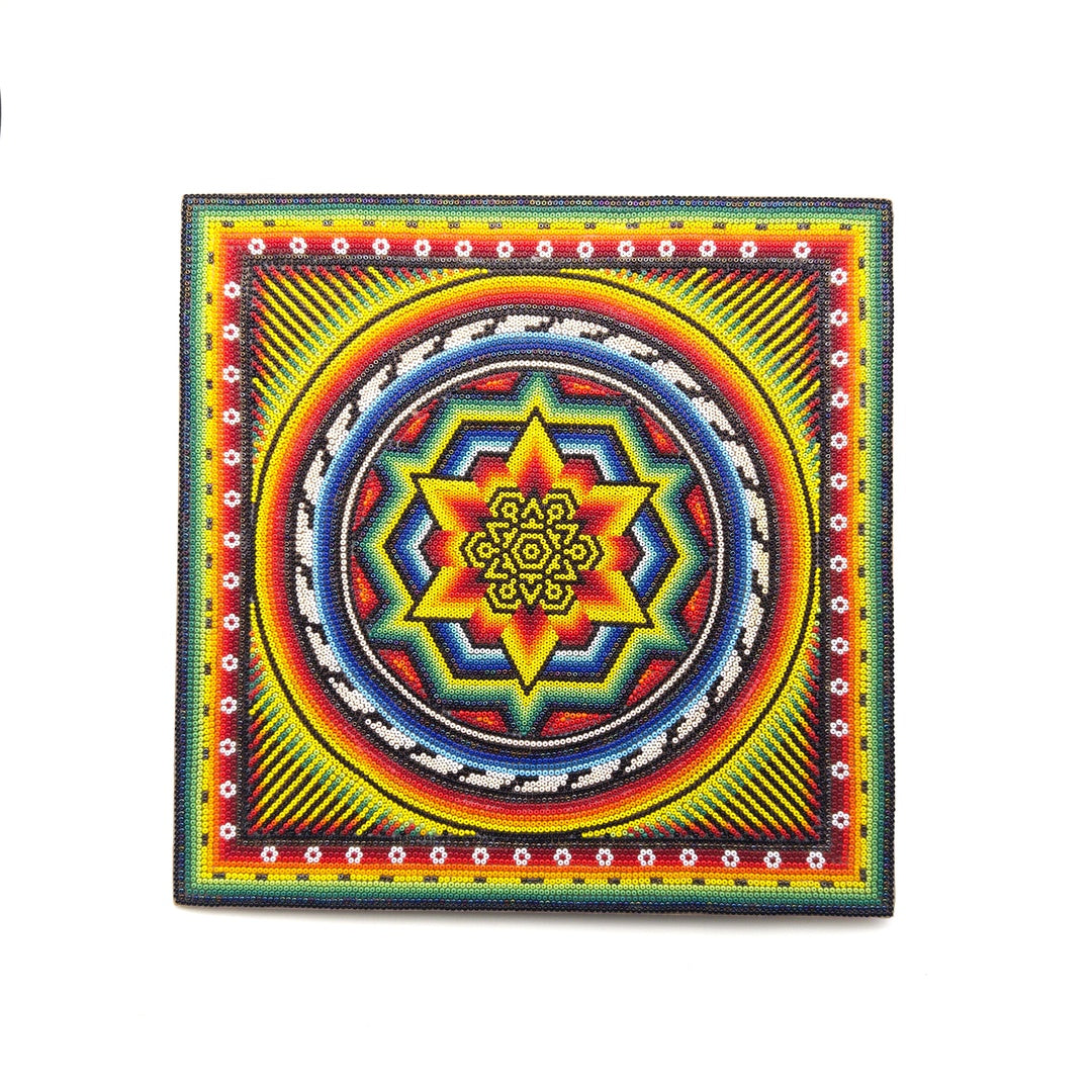 Cuadro Mandala Huichol Chaquira - Arte Huichol Wixárika