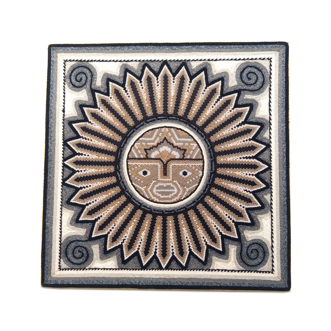 Cuadro Sol Con Rostro Huichol - Arte Huichol Wixárika