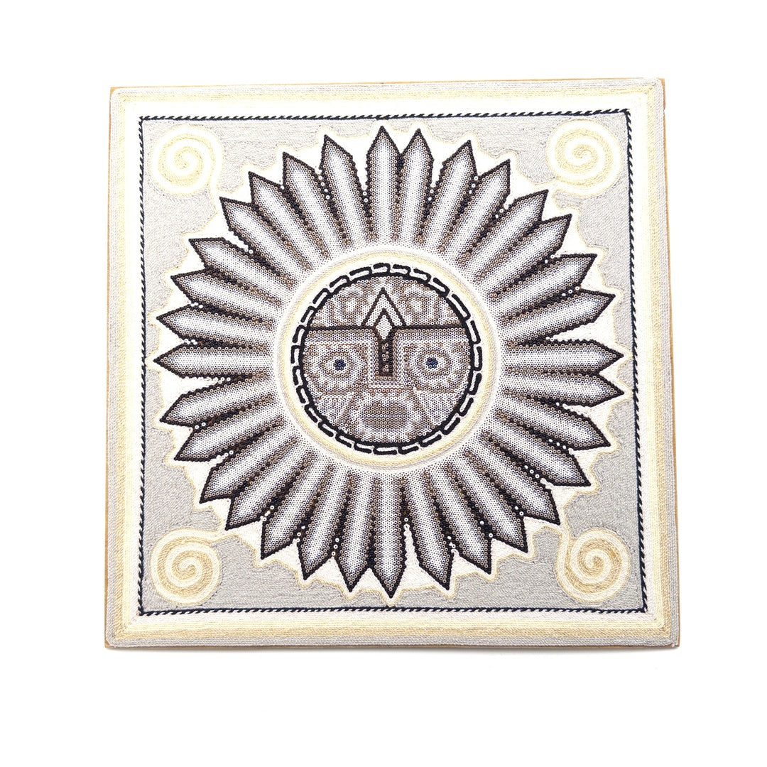 Cuadro Sol Huichol Chaquira - Arte Huichol Wixárika