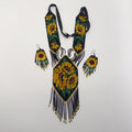 Juego Collar Aretes Girasoles Chaquira - Arte Huichol Wixárika
