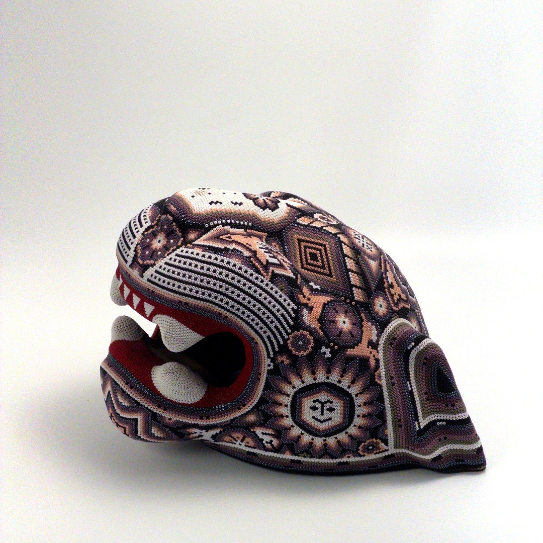 Mascara Jaguar Huichol Chaquira - Arte Huichol Wixárika - Vista 2