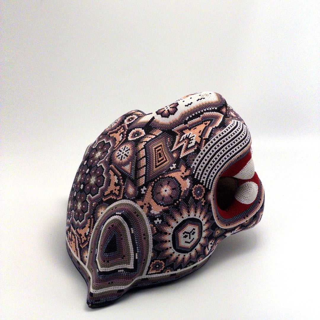 Mascara Jaguar Huichol Chaquira - Arte Huichol Wixárika - Vista 4
