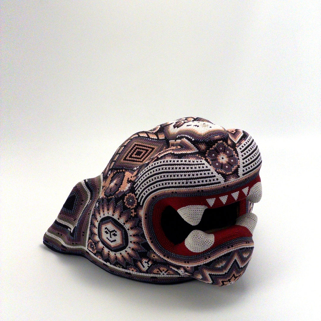 Mascara Jaguar Huichol Chaquira - Arte Huichol Wixárika - Vista 5