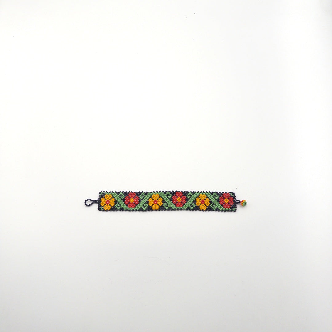 Pulsera Flores Chaquira Multicolor - Arte Huichol Wixárika