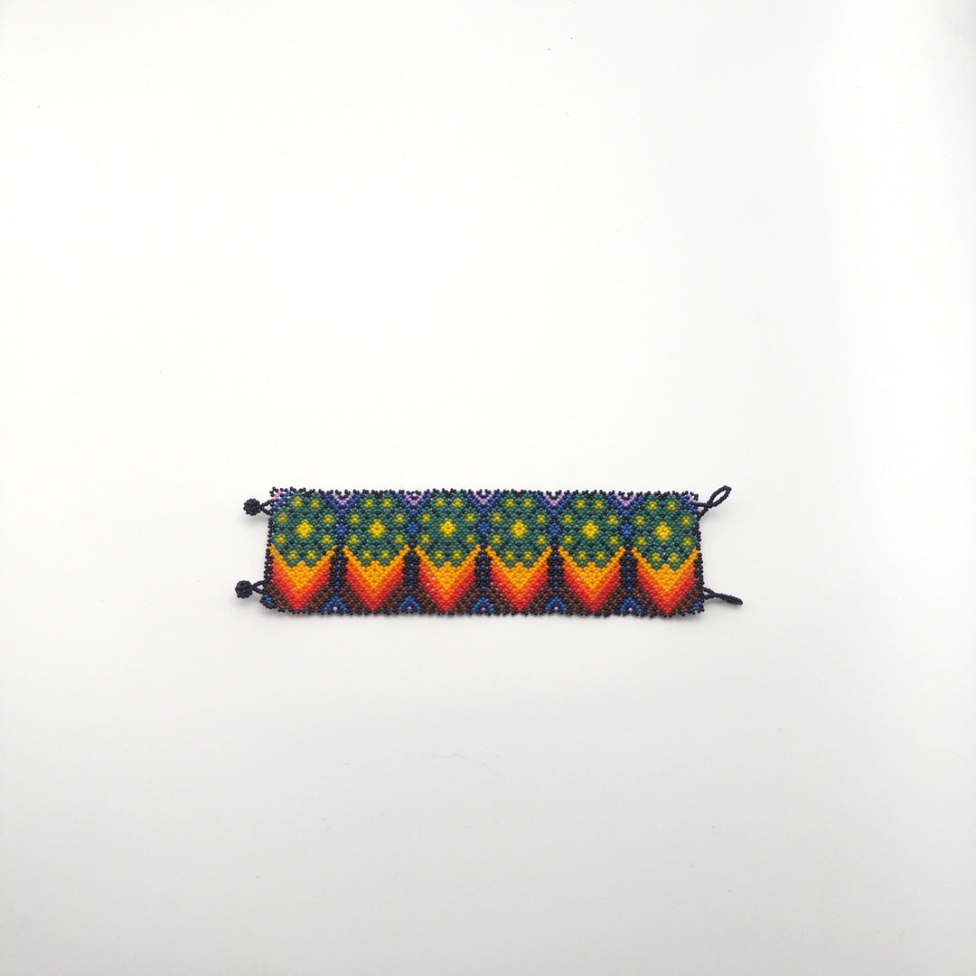 Pulsera Wixarika Diseño Geometrico Colorido - Arte Huichol Wixárika